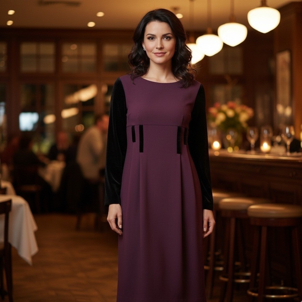 Vtg Ana Salazar Dress Womens Size 38 Wool‎ Velvet Empire Waist Elegant Cocktail